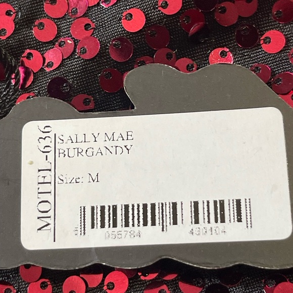 Motel 636 Sally Mae Burgundy Sequined Mini Dress Size Medium - Picture 9 of 10